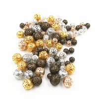 4 6 8 10 12mm gold rhodium hollow bronze flower beads metal beads loose spacing beads jewelry manufacturing