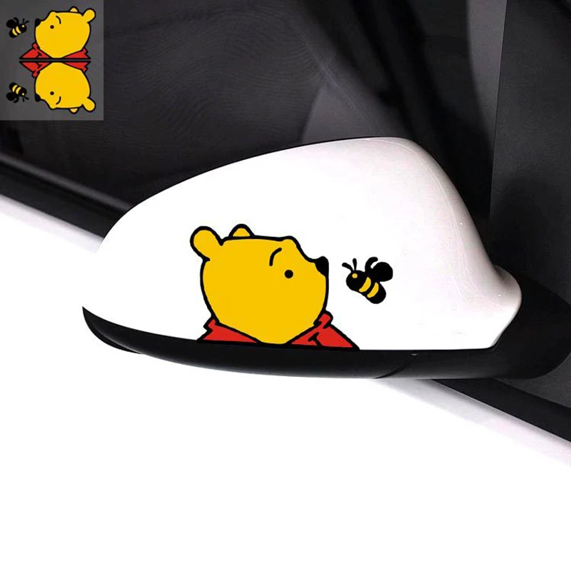 Винни Пух светоотражающие наклейки на автомобиль Disney Cartoon Styling Auto Window Driving Mirror Sunscreen Decals Windshield Decoration on.
