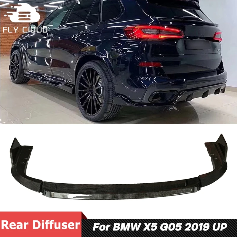 

3 PCS Carbon Fiber Material Rear Bumper Spoiler Diffuser With Aprons For BMW X5 G05 2019 Up