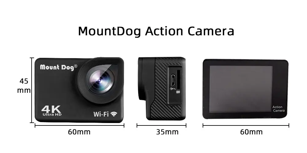 Водонепроницаемая Экшн-камера Mount Dog Ultra HD 4K с Wi-Fi дистанционным управлением, спортивные видео, восстанавливающие Подводные камеры