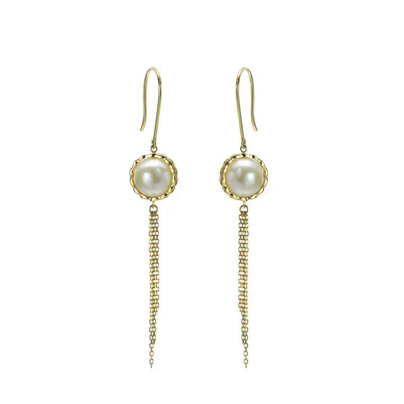 Классическая Длинная подвеска для пирсинга из настоящего желтого золота 9 к