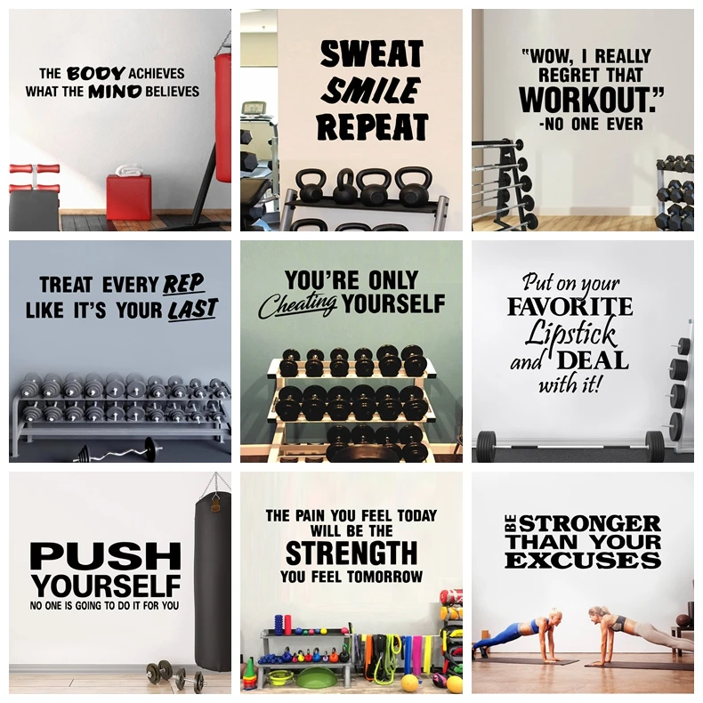 

Creative Gym Wall Stickers Self Adhesive Art Wallpaper For GYM Room Wall Art MURAL Wall Decals Sticker Mural Home Decor Poster