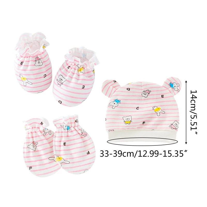 

Baby Anti Scratching Soft Cotton Gloves Foot Cover Hat Set Mittens Socks Cap Kit