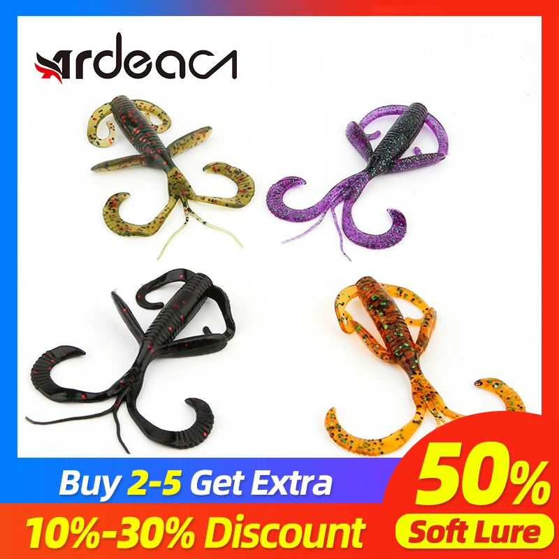 

ARDEA 6pcs soft worm grub lure craws bait 95mm 7.1g wobbler Shrimp Soft Fishing Bait Wobblers Bass Lures Soft Silicone