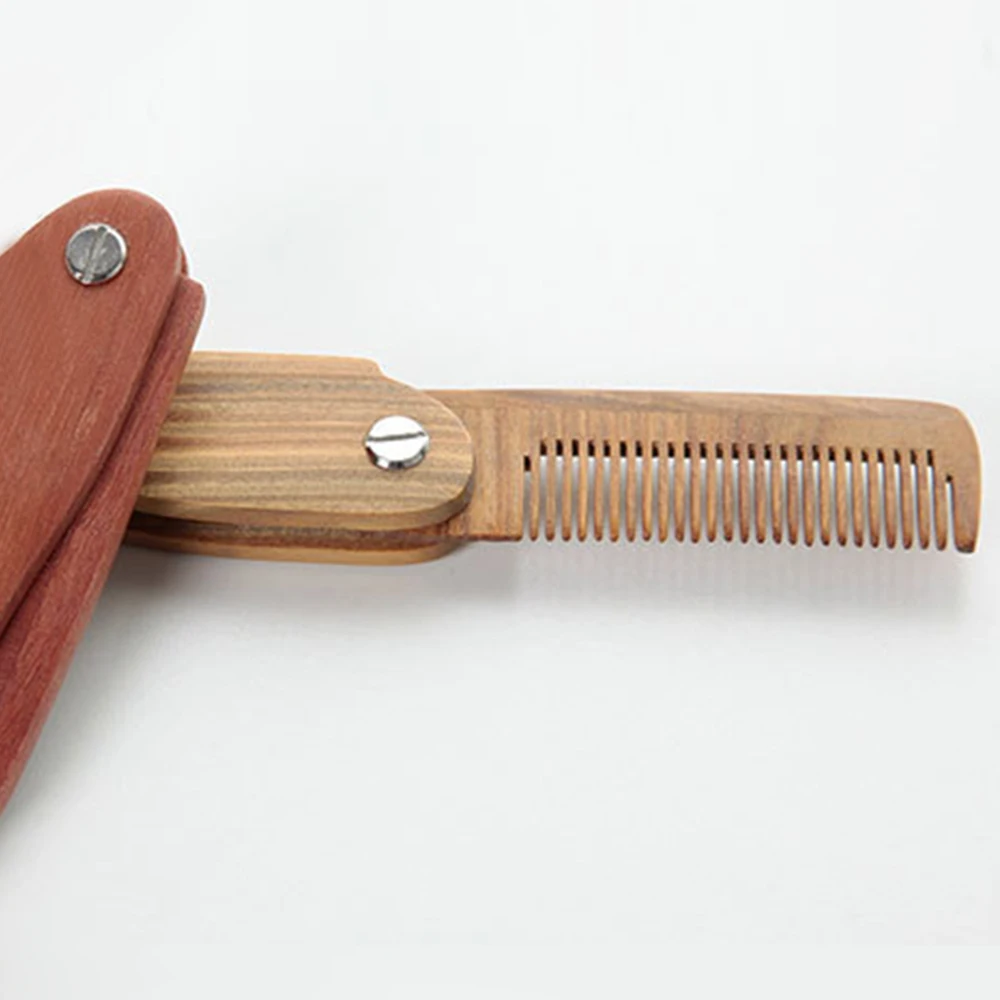 Натуральная Зеленая сандаловая деревянная Складная расческа для волос