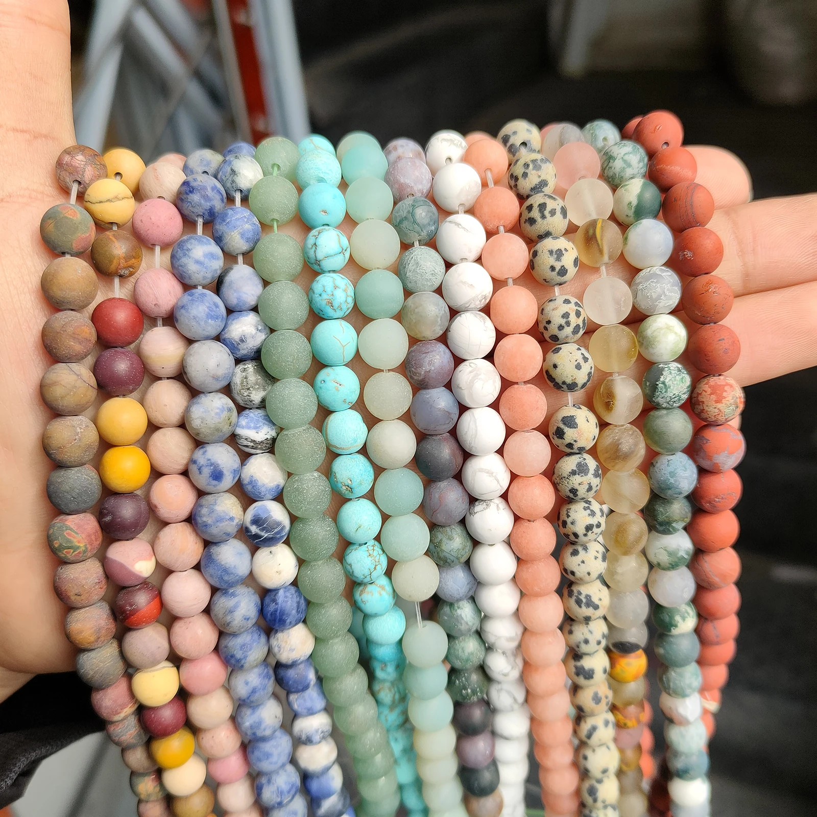 

Matte Natural Round Tiger Eye Amazonite Lava Turquoises Agates Jaspers Garnet Loose Stone Beads For Jewelry Making DIY Bracelet