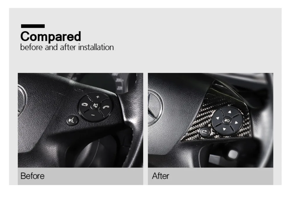 

For mercedes W204 C class Carbon Fiber car modification interior button Stickers Steering Wheel car buttons covers for 2007-2010
