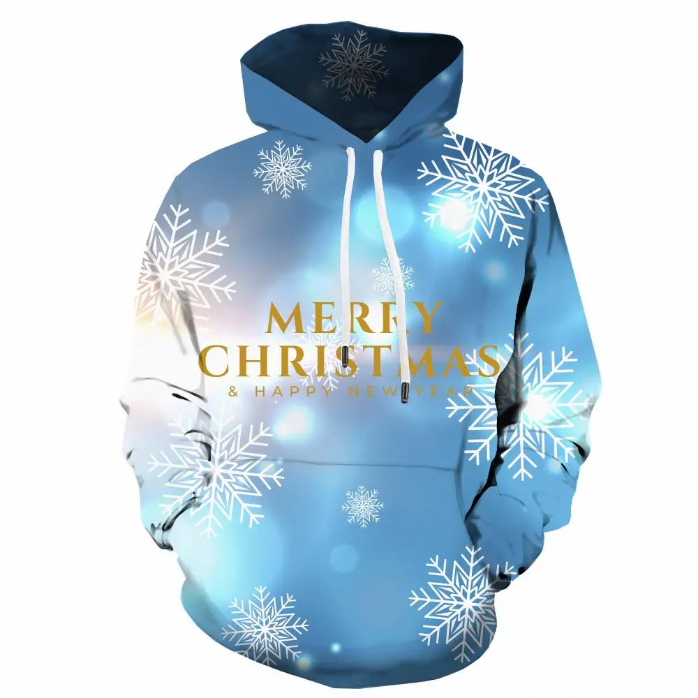 

GIYU Brand Christmas Sweatshirts men New Year Hoody Anime Snowflake Hooded Casual Hip Hop Sweatshirt Printed Unisex Hip Hop