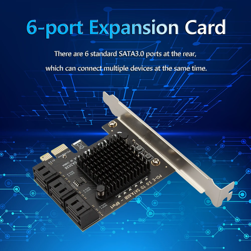 

Адаптер SATA PCIe, 6 портов, SATA III на PCI Express 3,0 X1, контроллер, плата расширения, системный диск, порты Sup, жесткий диск большой емкости