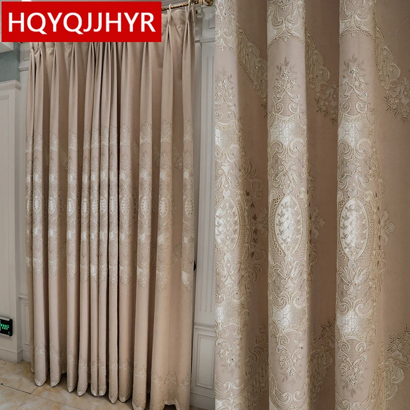 

European Top Luxury Villa Embroidered Curtains For Villa Living Room High Quality Royal Elegant Curtains Kitchen Bedroom For