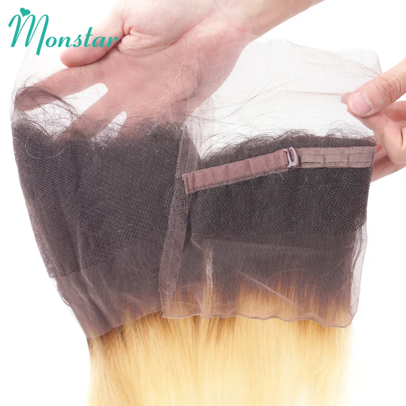 Monstar прямые пряди для волос с фронтальной поверхностью 360 перуанские волосы