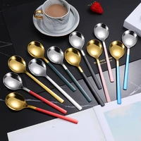 stainless steel tableware long handle coffee spoon ice cream honey dessert scoop teaspoon coffeeware kitchen accessories
