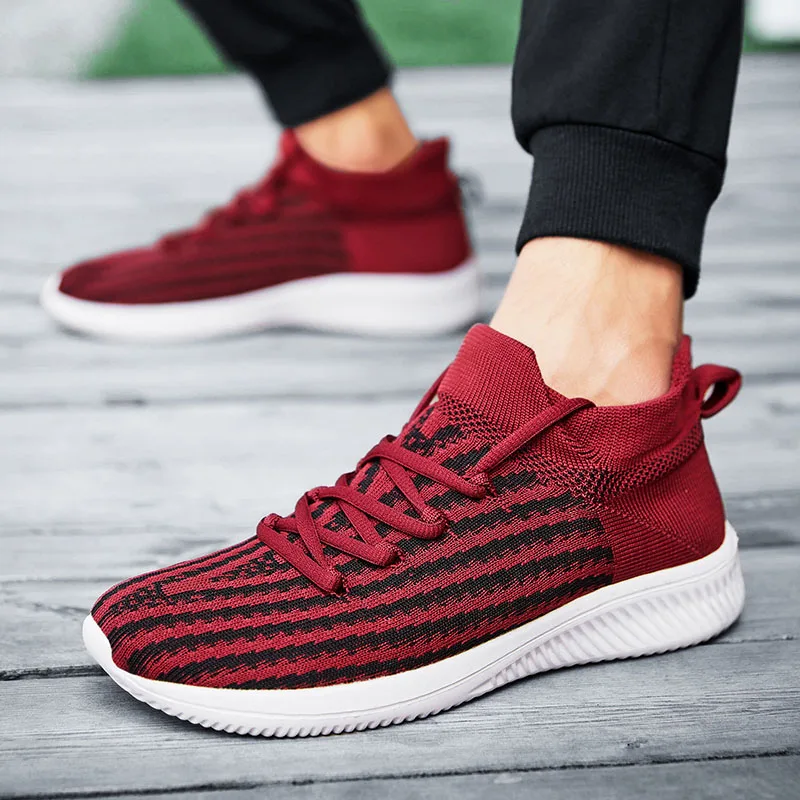 

Army Green Men Sock Boot Weaving Running Shoes Light Comfortable Sport Walking Sneakers Breathable Athletic Trainers 45 Trending