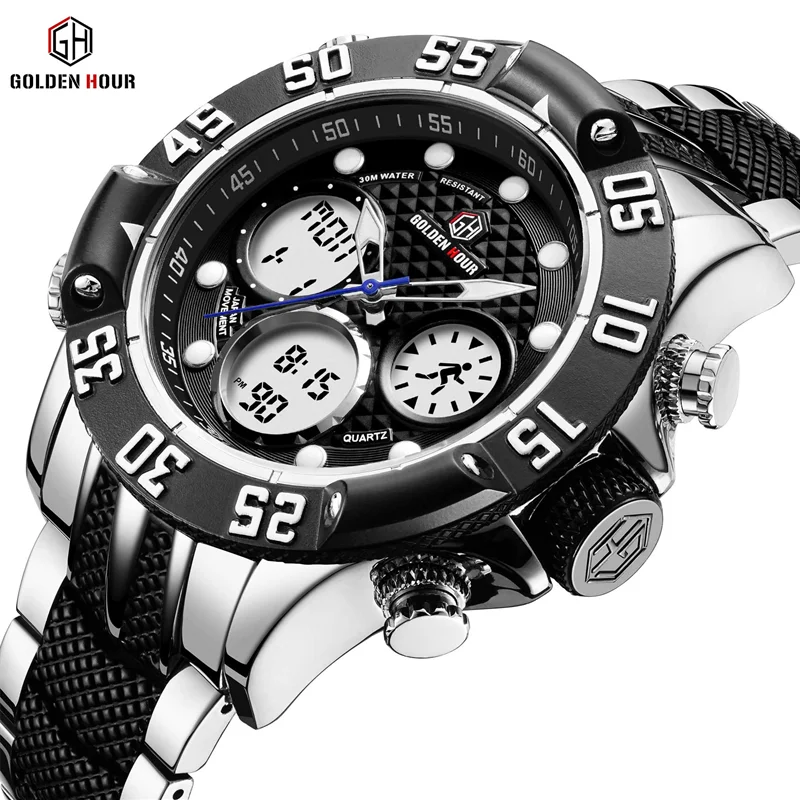 

GOLDEN HOUR Top Luxury Brand Men Fashion Watch ‘Special sale’ Men Calendar Week Light Display Casual Leather Belt Quartz Men Wat
