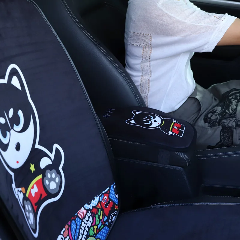 

Car Armrest Box Pad Center Console Cartoon Plush Mat Cover Durable Wear Cushion for Auto SUV