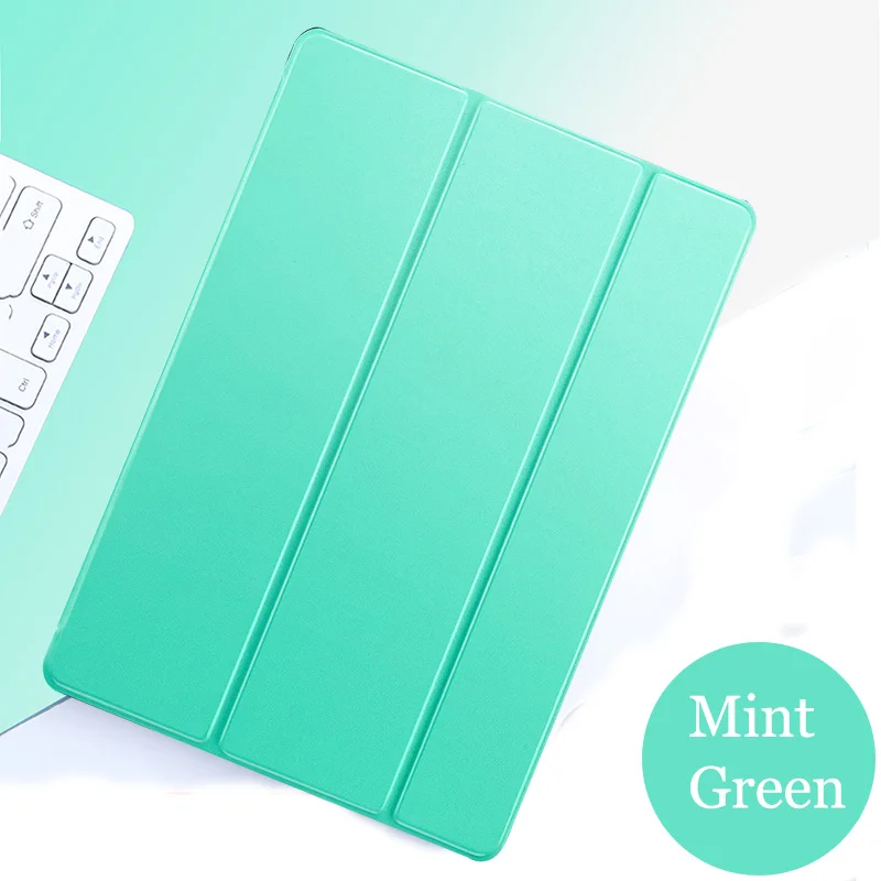 Mint Green Чехол для планшета для samsung Galaxy Tab A 10,", Кожа, смарт-чехол для сна, чехол с тройной подставкой, Твердый Чехол для SM-T580/T585 - Цвет: Mint Green