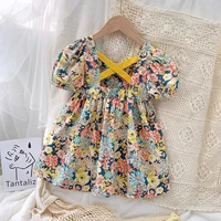 2021 childrens summer dress korean style girl floral baby short sleeved halter princess dresses kids toddler fashion clothing