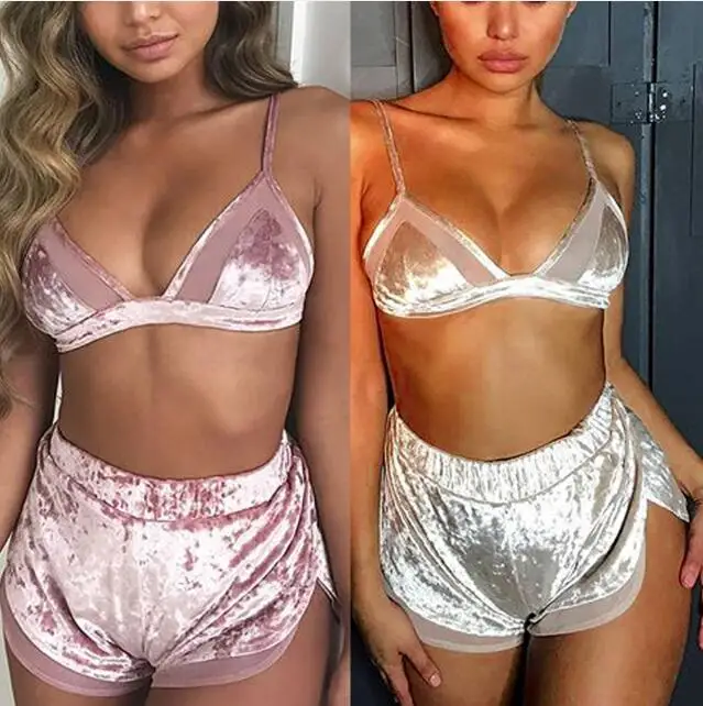 2019 Sexy Off Shoulder Halter Sleeveless Crop Tops Elastic Waist Shorts Women Two Pieces Sets 2 Piece Womens Outfits | Женская одежда