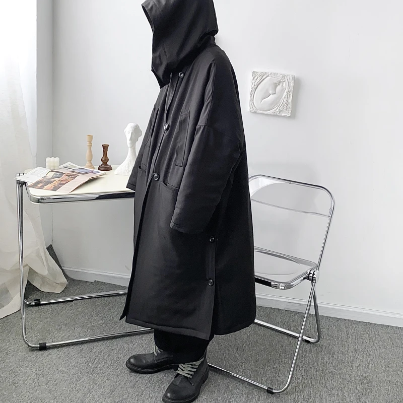 Men Coats Down Cotton Long Thick Warm Hooded Jacket For Winter High Street Streetwear Gothic Owen Dark Short Male Coats Brand