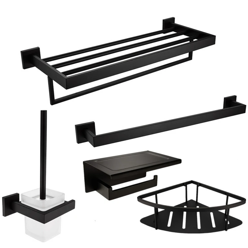 Настенный держатель для полотенец из нержавеющей стали 304 черный бумаги