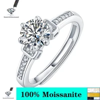 1 0ct 3ct 2ct d round 18k white gold plated 925 silver moissanite ring diamond test passed jewelry woman girlfriend gift