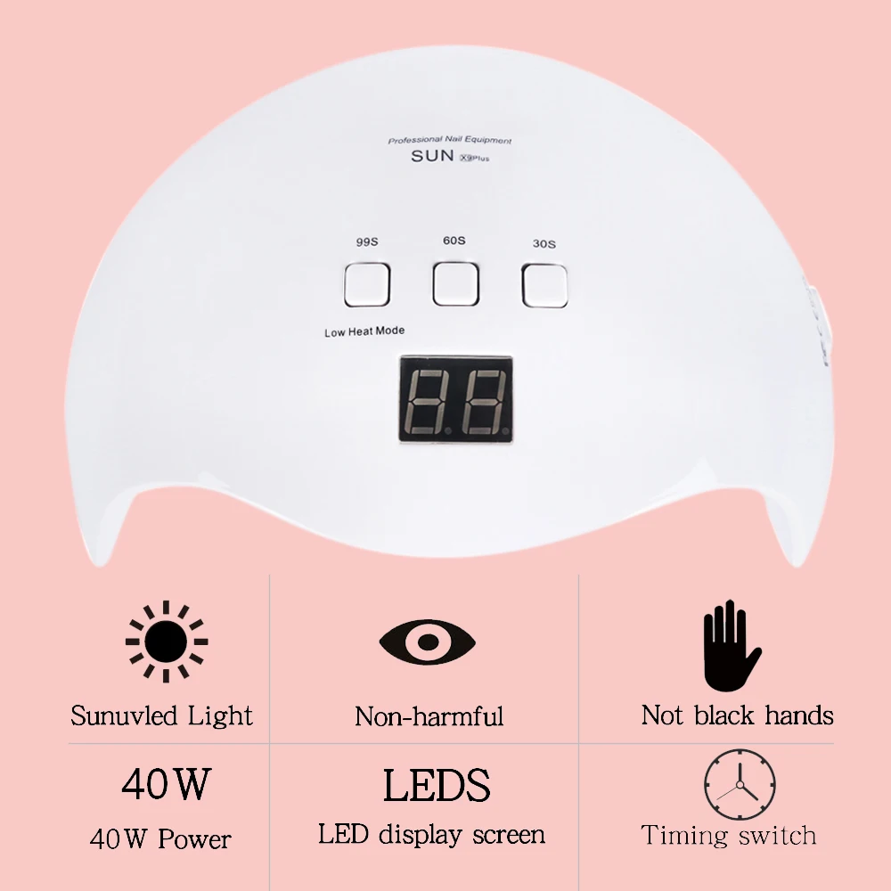 SUN X9 Plus 40W UV LED Lamp Nail Dryer Sunlight Manicure Gel Polish Curing Machine LCD Display Salon Tool Nails | Красота и здоровье