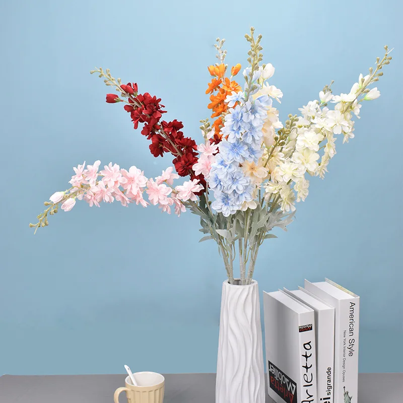 

2-fork Delphinium Artificial Silk Flowers Wedding Home Living Room Decoration Violet Fake Flower Artificial Plants