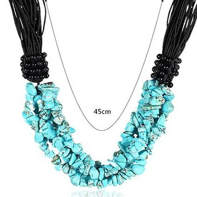 Turquoise Stone A KCALOE красный коралл богемное ожерелье нерегулярный натуральный камень Женская мода Свадебные Чокеры ожерелье s для женщин чокер 45 см - Окраска металла: Turquoise Stone A