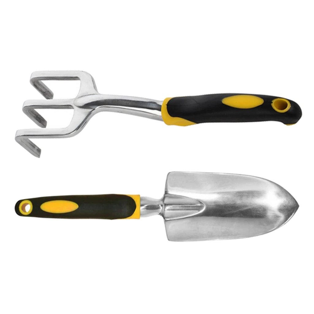 

2x Mini Ergonomic Handles Garden Tool Set, Portable Hand Shovel & Rake Gift Kids