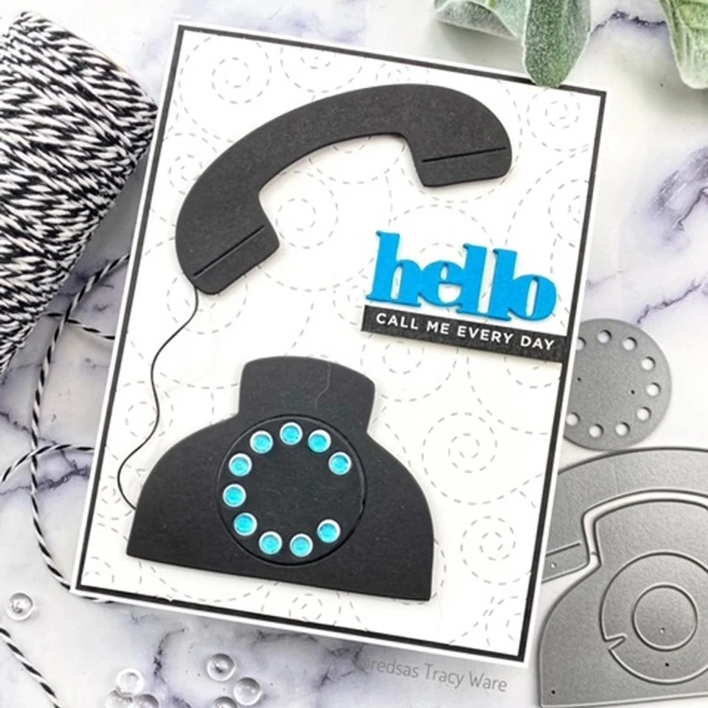 

JC 2021 New Arrival Telephone Shape Metal Cutting Dies Scrapbooking Stencil Handmade DIY Card Make Mold Model Craft Decoration