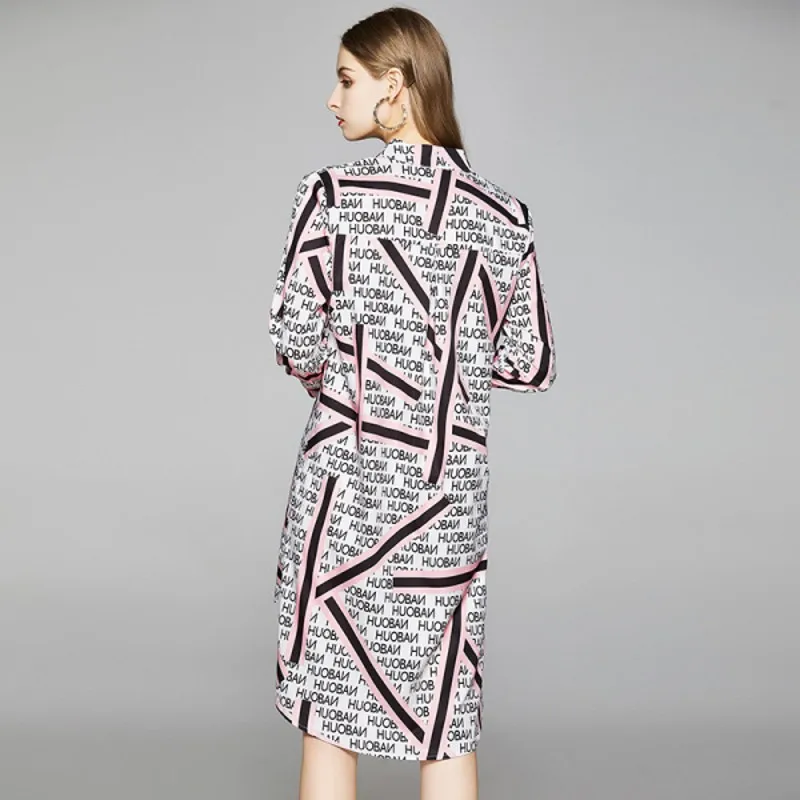 Летнее модное дизайнерское свободное платье для женщин в полоску с буквенным