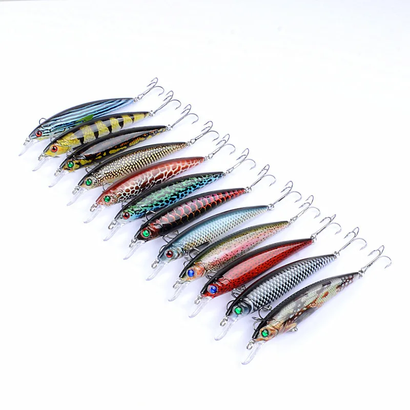 

1pcs/lot Fishing Lure 3D Eyes Floating Minnow Aritificial Laser Wobblers 11cm 13.4g Crankbait Hard Plastic Fishing Tackle Pesca