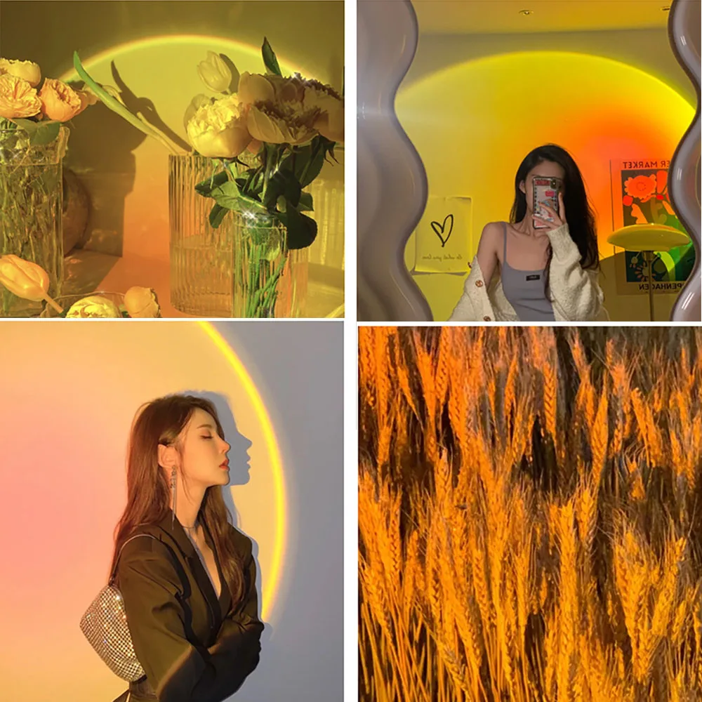 

LED Rainbow Sunset Red Lights USB Powered Sun Projector Lamp for Home Bedroom Background Wall Photo Background Projected Lights