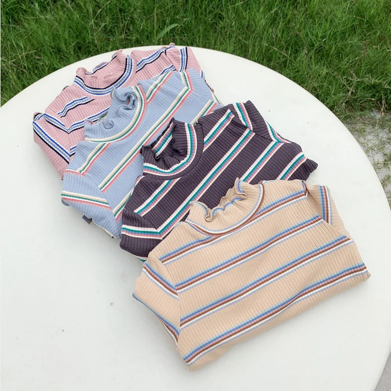 Осенние свитера Mihkalev с высоким воротом для девочек детские кашемировые рубашки и