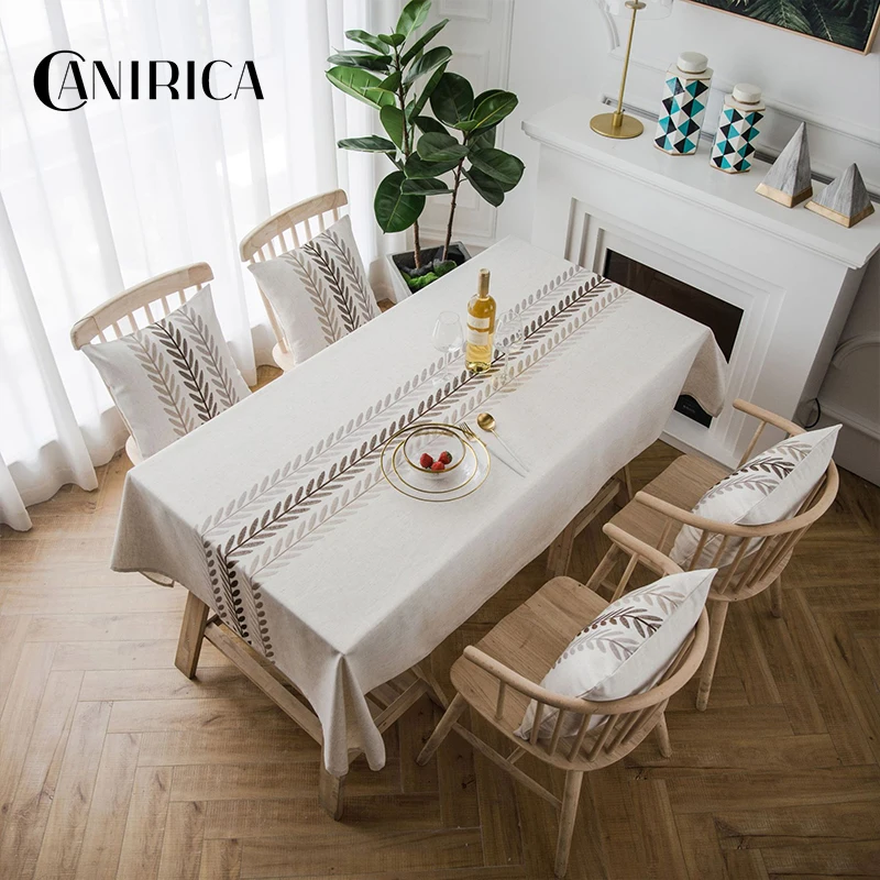 Скатерть CANIRICA прямоугольная для кухни с вышивкой обеденный стол вечерние
