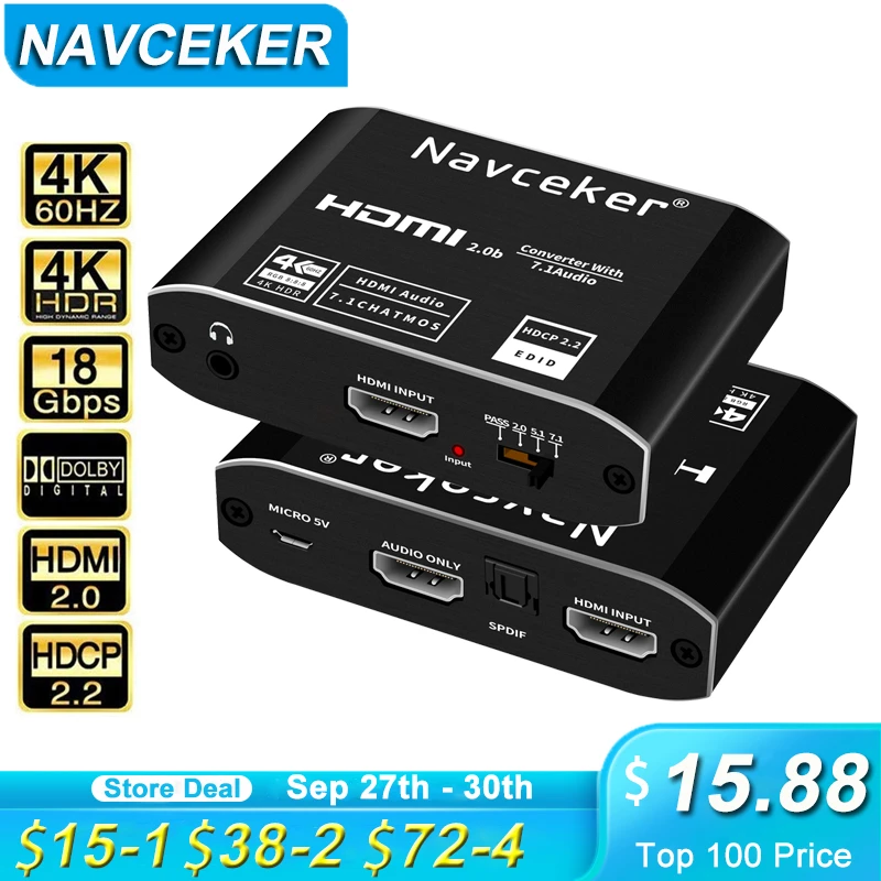 2020 HDMI аудио экстрактор 4K SPDIF конвертер 5 1 к RCA Сплиттер оптический TOSLINK