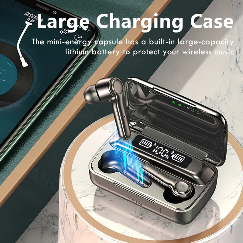 

Wireless 5.0 Headphone Touch Control Sports Waterproof Bluetooth Earphone HiFi 9D Bass Stereo Earphone Headset With Microphone