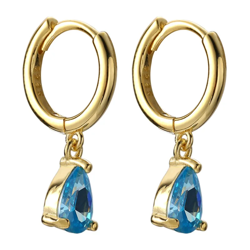 

Kinel Silver 925 Jewelry New High Quality Woman Fashion Colored Zircon Geometric Quadrilateral Earrings Wedding Gift