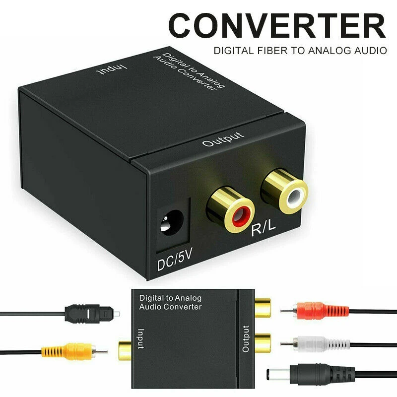 

Optical Coaxial Toslink Digital To Analog Audio Converter Adapter RCA L/R 3.5mm