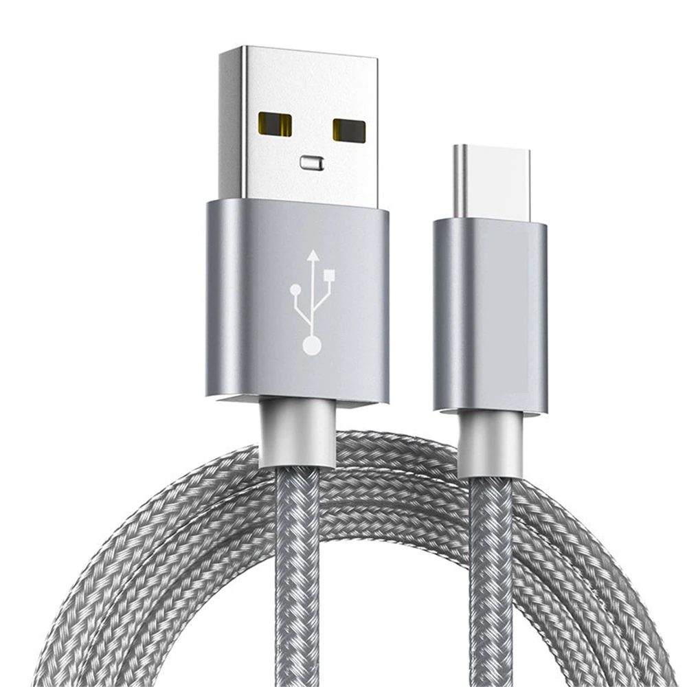 Нейлоновый кабель USB C для зарядки и передачи данных 5 В 2 4 А Samsung S10/LG G6/Huawei mate 20/Xiaomi 8
