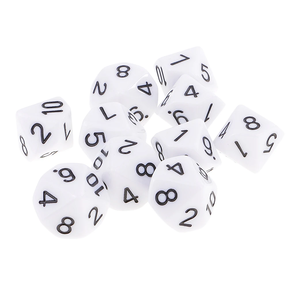 

Set of 10pcs Dice 10-sided Dice D10 16mm for Role Playing Game