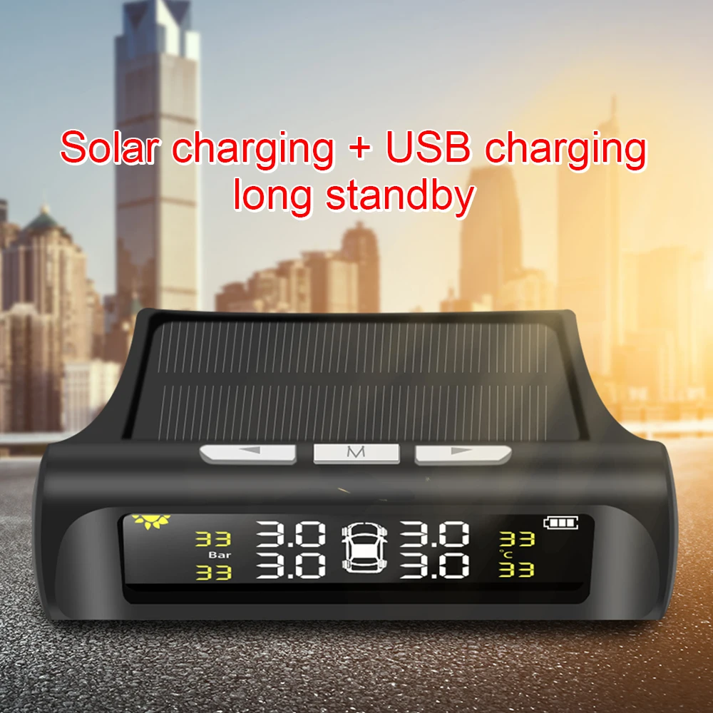 Система контроля давления в шинах TPMS на солнечной батарее датчики цифровой ЖК