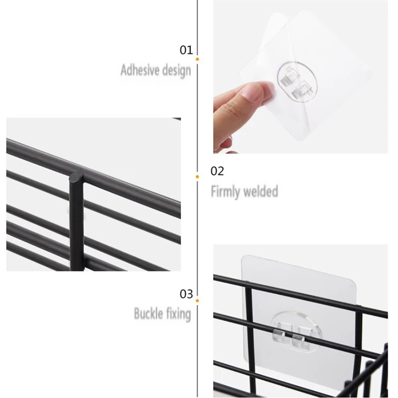 

1Pc Home Bathroom Wall Mounted Shelves Floating Shelf Shower Hanging Basket Shampoo Holder WC Accessories Kitchen Storage Rack