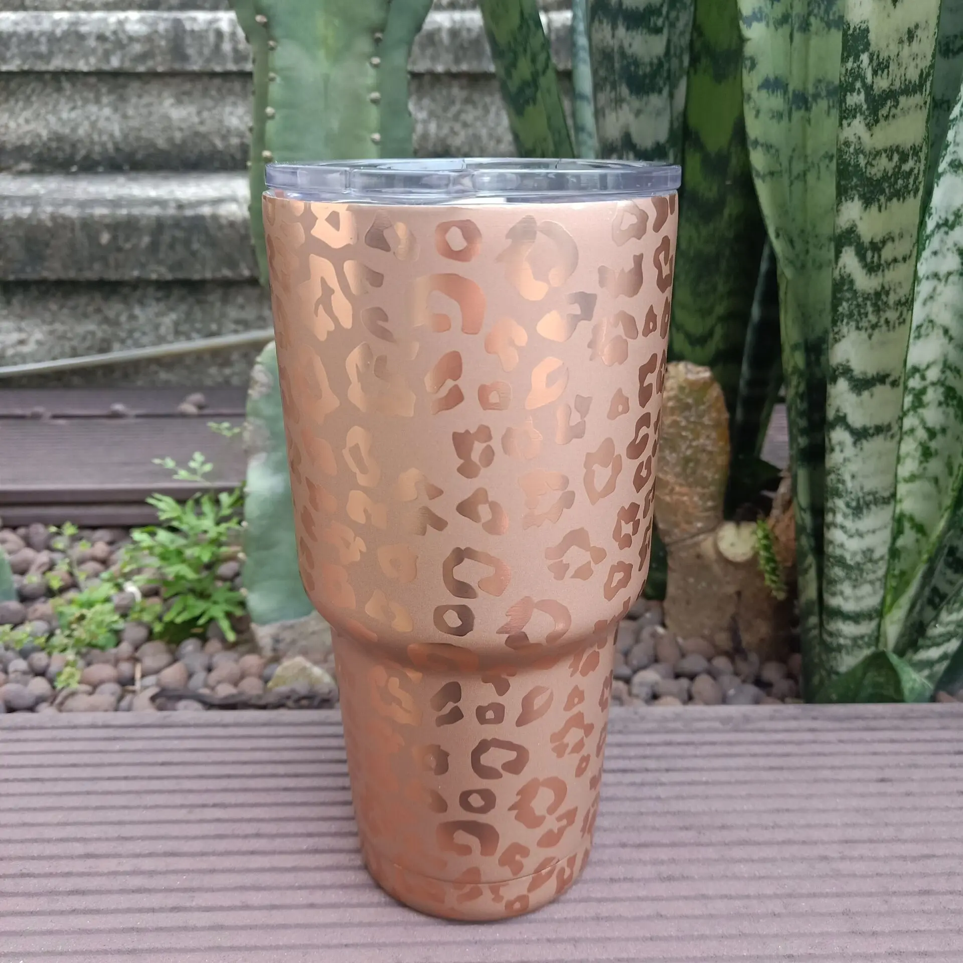 RTS 30 Oz Sample Gift Tumbler Free Ship Fashion Gold Champagne Cheetah Women Stainless Steel Double Wall Rose Gold Leopard Cup