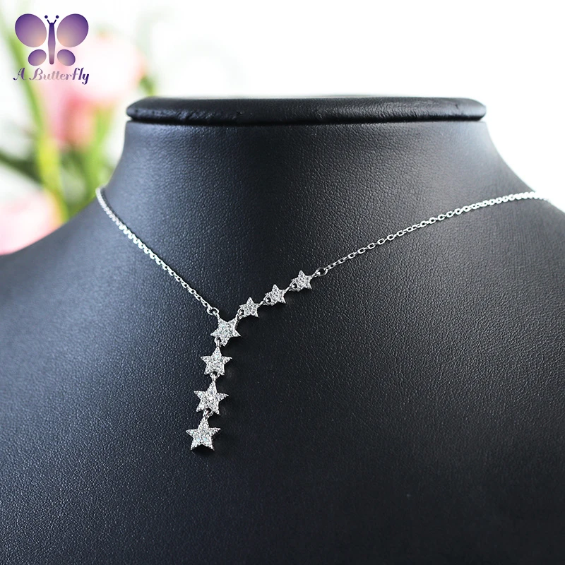 

925 Sterling Silver Gypsophila Star Pendant Necklace Girl Fashion Simulation Diamond Necklace Fine Jewelry Birthday Present