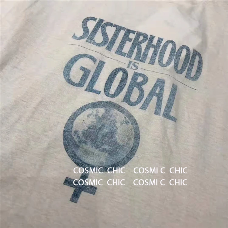 Cosmicchic, осенняя Феминистская футболка, короткий рукав, с буквенным принтом, хлопок, лен, футболка с принтом Sisterhood Global, футболка
