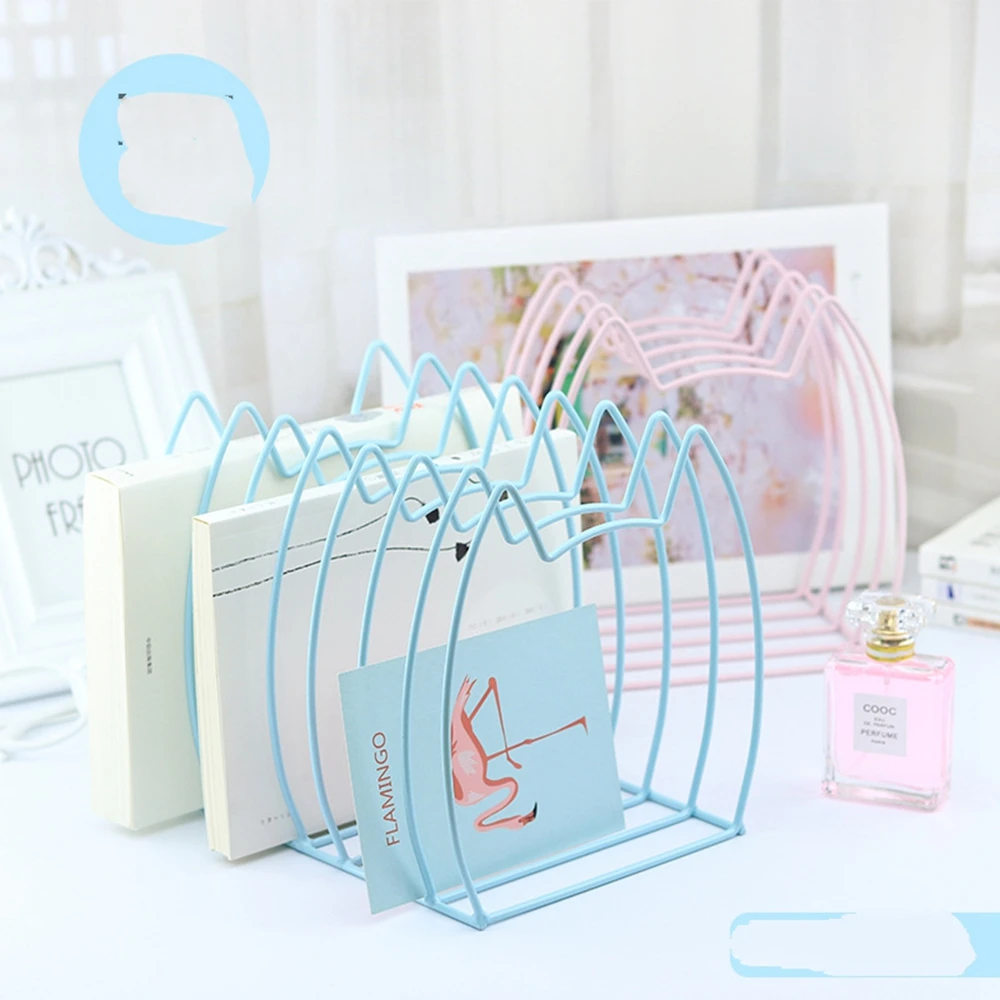 

Sharkbang Creative Kawaii Cat Metal Book Magazine Bookends Books Stand Holder Bookshelf Desktop Storage Organizer Shelf