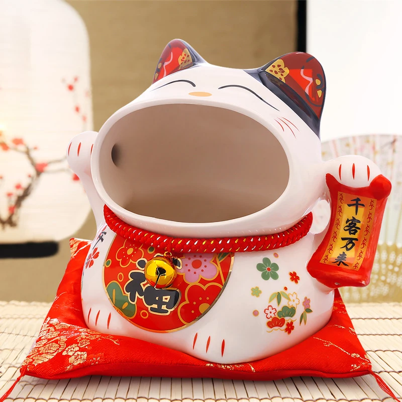 8 дюймовая керамическая коробка для конфет Maneki Neko копилка денег с кошечкой банка