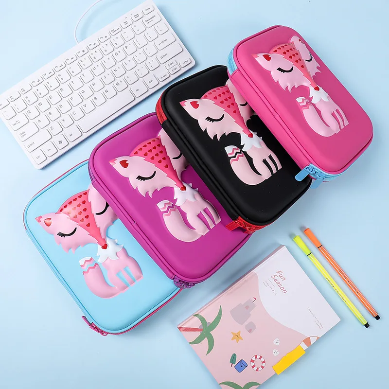 Кавайный школьный чехол-карандаш 3D Пенал Сумка с милой лисой для девочек и