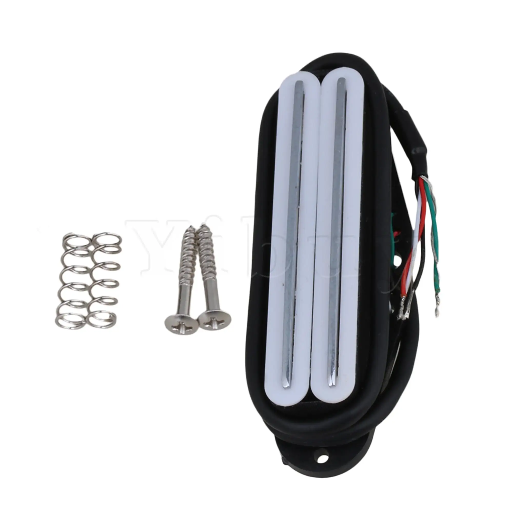 

Yibuy White Metal Dual Rail Single Coil Neck Pickup 4 Wire for Electric Guitar